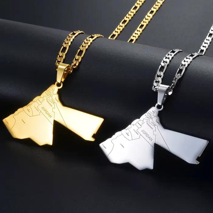 Anniyo le royaume Hashemite de Jordan carte pendentif colliers pour femmes hommes unisexe jordanien bijoux # 321301