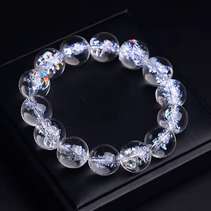Himaleya – Bracelet en cristal de roche naturel pour femmes et hommes, cadeau Reiki, pierre porte-bonheur, perles rondes claires, bijoux AAAAA 8-20mm