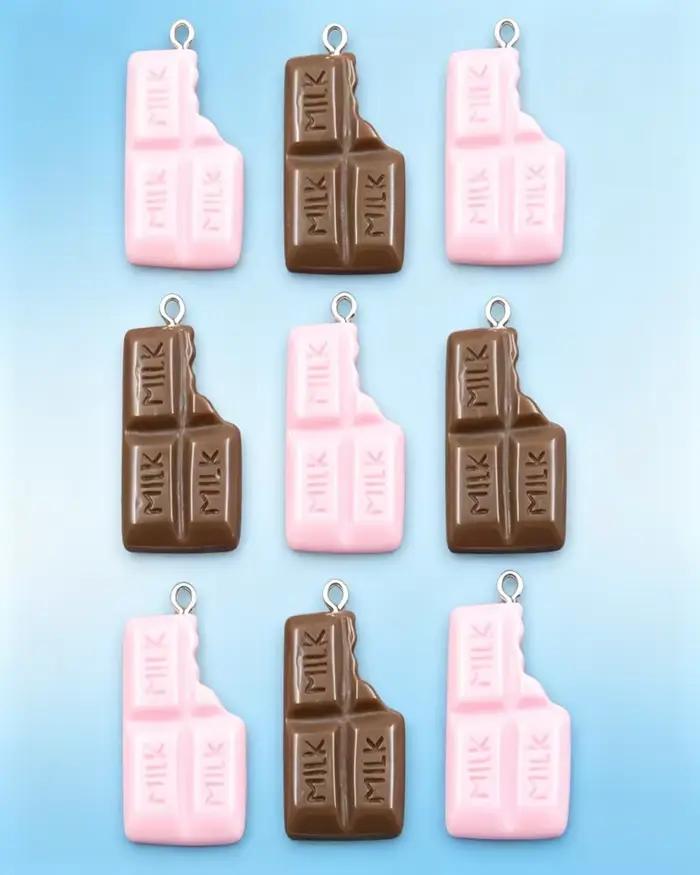 Breloques en résine marron en forme de chocolat, pendentifs pour collier, bracelet, boucles d'oreilles, bijoux à faire soi-même, 10 pièces/lot