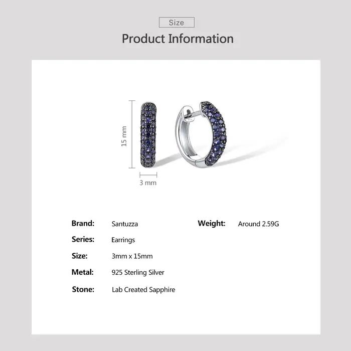 SANTUZZA-Boucles d'Oreilles Créatives en Argent Sterling 925 Authentiques, Bijoux Fins de Mariage, Crique de Saphir Bleu Créé de Rotterdam, pour Femme