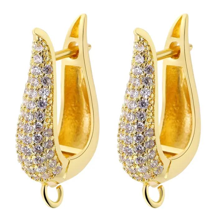 Juya 18K plaqué or véritable Anti-allergie crochets de fixation de base fil d'oreille luminaires de boucle d'oreille accessoires pour bricolage fabrication de boucles d'oreilles pour femmes