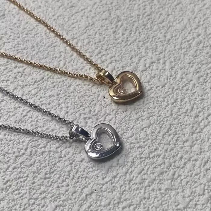 Collier classique 925 avec pendentif cœur exquis et pierre sauteuse joyeuse, ensemble pour femme, cadeau raffiné