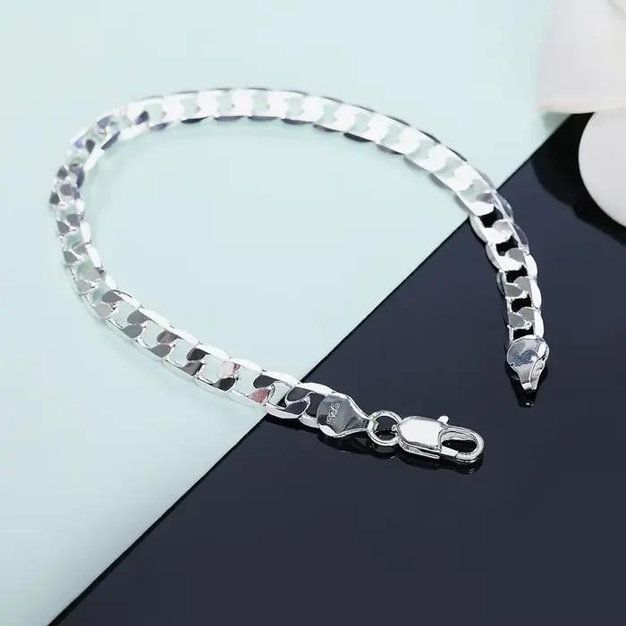 Bracelet en argent sterling 925 classique pour homme et femme cadeau de mariage bijou de tempérament occassions spéciales