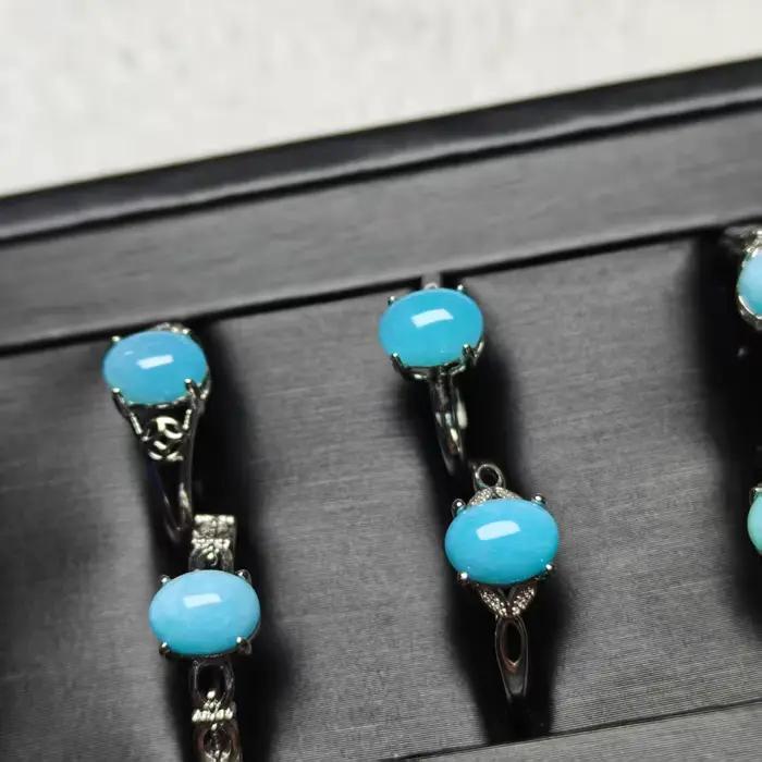 Bague en Amazonite Naturelle, Bijou de Doigt Flexible Incrusté Tendance, Bague Unisexe en Cristal de Glace de Haute Qualité