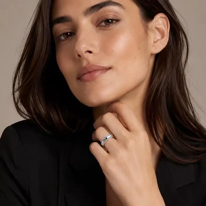Bague à bande angulaire en forme de neuf coins, bijoux fins ethniques pour femmes et hommes, cadeau d'automne en argent Sterling 925