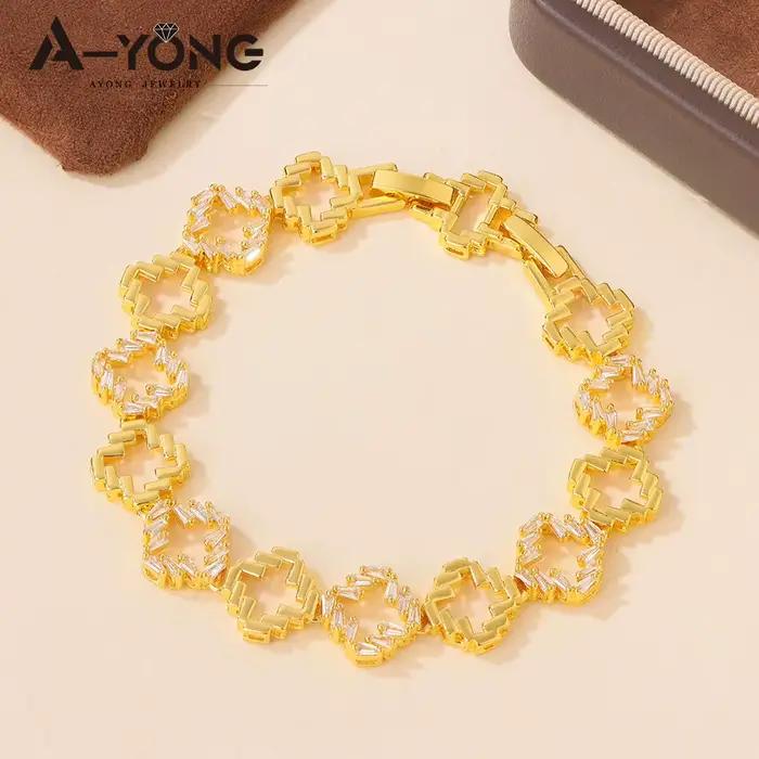 Bracelet de mode Dubaï plaqué or 21 carats, élégant et exquis, style arabe musulman, porte-bonheur, bijoux italiens pour femmes, pour événements et fêtes