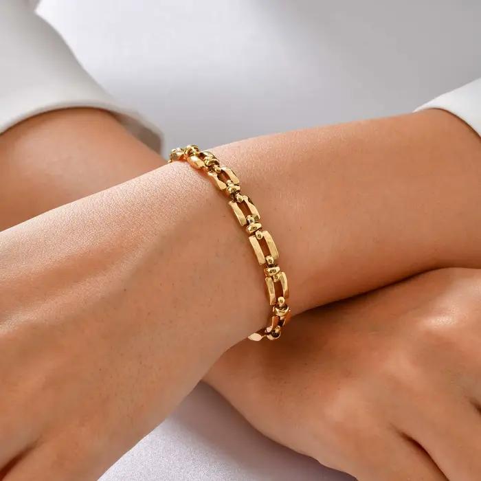 Bracelet chaîne Vintage fait à la main pour femmes, couleur or, étanche, en acier inoxydable, bijoux tendance, cadeau, nouvelle collection 2025