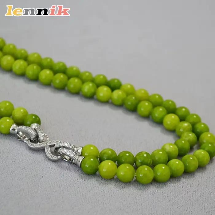 LENNIK Nouveau collier en serpentine olive de style chinois, chaîne superposée en zircon plaqué argent, réglable avec 8 fermoirs, bijoux de mode pour femmes
