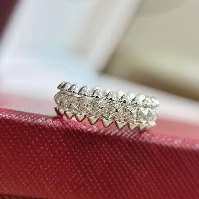 Bague de luxe en argent Sterling 925 véritable pour femmes, Rivets, pyramide, Triangle, balle, Micro Zircon, accessoires de marque Fine, bijoux
