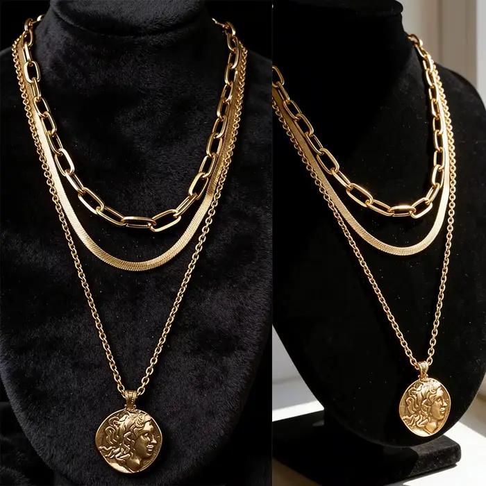Collier pendentif géométrique en or pour femme, ensemble de bijoux multicouches, cadeaux de mode Boho, document