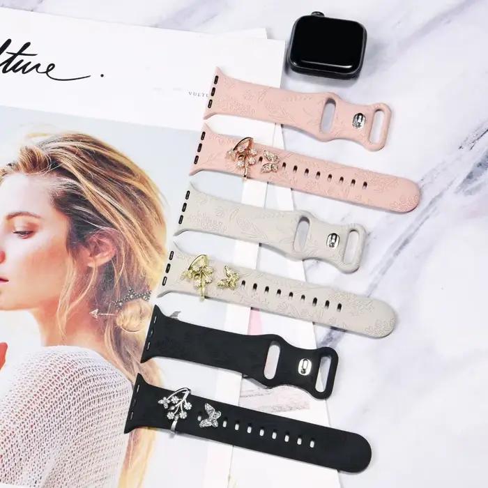 Ornement de bracelet de montre en métal, broche en diamant, bague décorative, breloques de ceinture, accessoires de bracelet iWatch, créatif