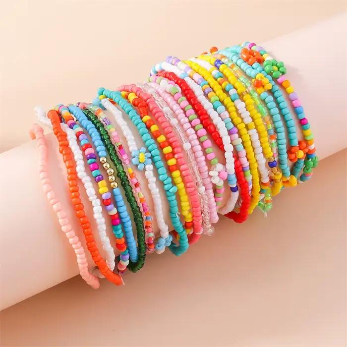 Bracelets de cheville bohème colorés en perles faites à la main pour femmes, Bracelet de plage d'été, chaîne de pied et de jambe, accessoires de bijoux pour filles