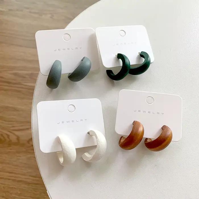 Boucles d'oreilles géométriques en bois mat, bijoux Vintage, grand cercle, idée cadeau à la mode