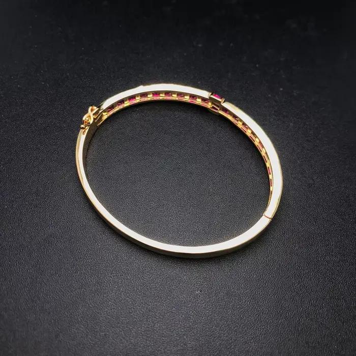 Bracelet en pierres précieuses de corindon rouge pour femme, or jaune, cadeau de bijoux de carillon pour dame, fête d'anniversaire, création élégante
