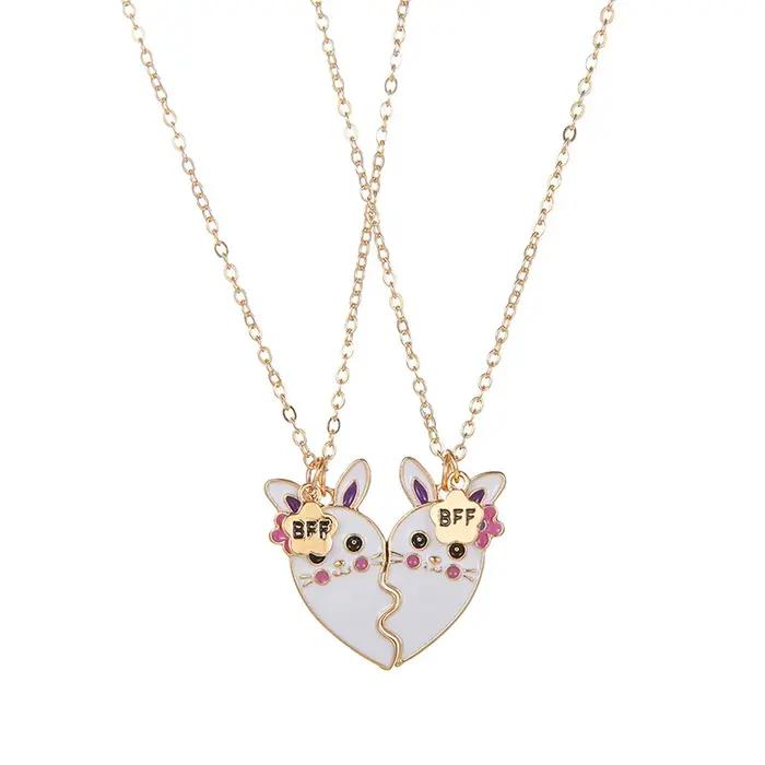 JOBest Friends-Pendentif lapin mignon pour filles, collier BFF Chia Ship, cadeau de bijoux, tout neuf, ensemble de 2 pièces