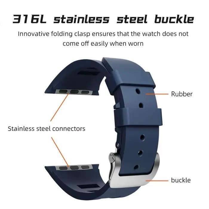 Bracelet de sport pour Apple Watch Ultra 3 2 49mm, en caoutchouc, pour iWatch série 11 10 46mm 9/8/7 45mm 6/SE 44mm, en Silicone pour hommes