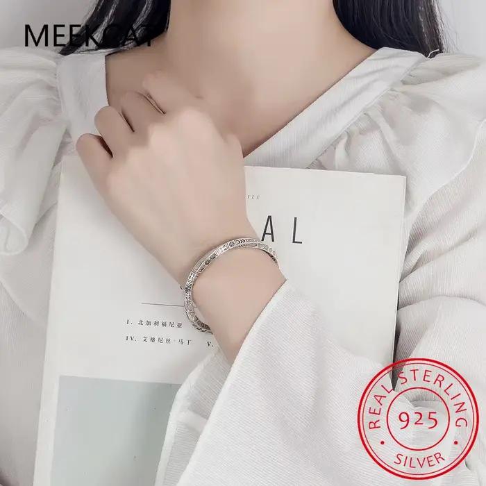 Bracelets ouverts en argent regardé 925 pour femmes, totems géométriques, bracelets de créateurs de luxe, cadeau de bijoux féminins, livraison gratuite