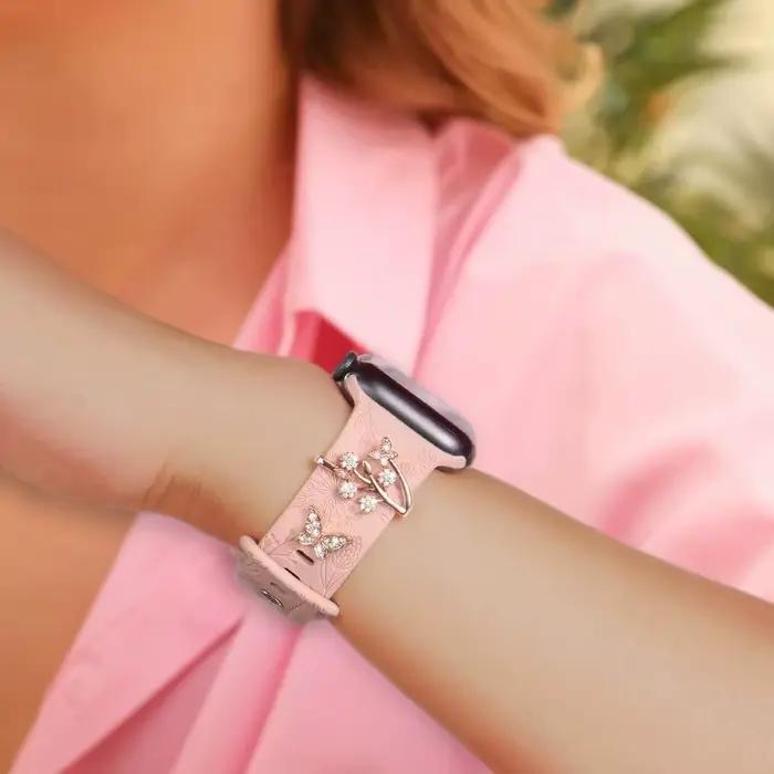Ornement de bracelet de montre en métal, broche en diamant, bague décorative, breloques de ceinture, accessoires de bracelet iWatch, créatif