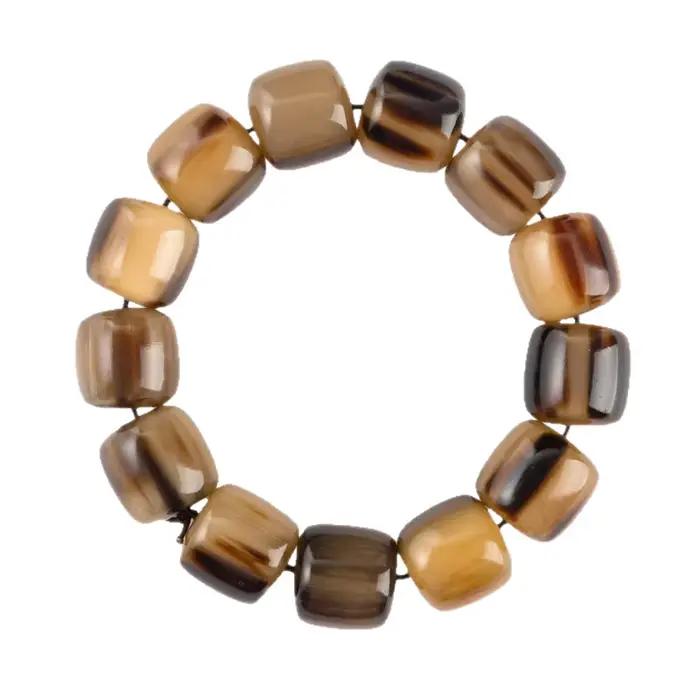 Corne naturelle pour hommes, perles de bouddha Yak, bracelet unisexe, chaîne à main