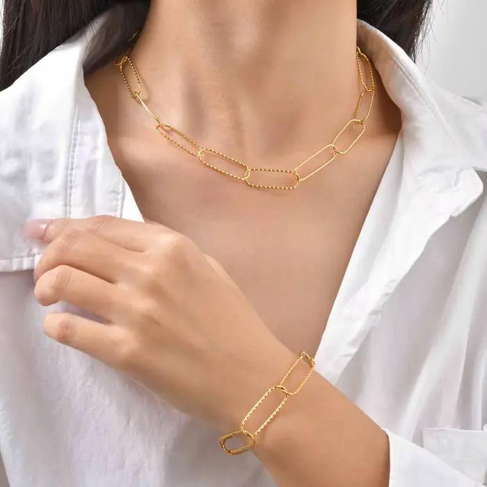 Bracelet coeur pour femme, fermoir à bascule en acier inoxydable plaqué or 18 carats, bracelets à maillons d'amour à breloques pour la Saint-Valentin