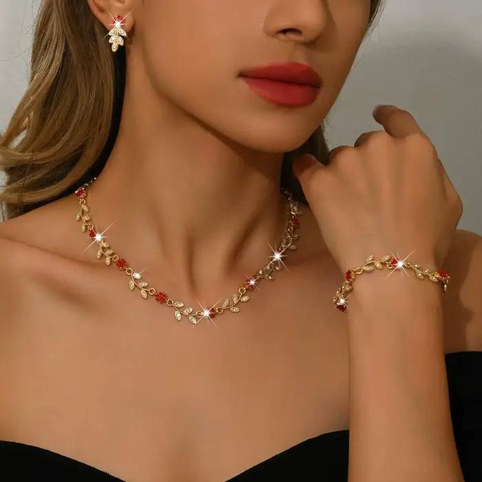 Ensemble de bijoux pour robe de mariée - collier, boucles d'oreilles et bracelet en cristal - ensemble trois pièces pour accessoires de robe de soirée