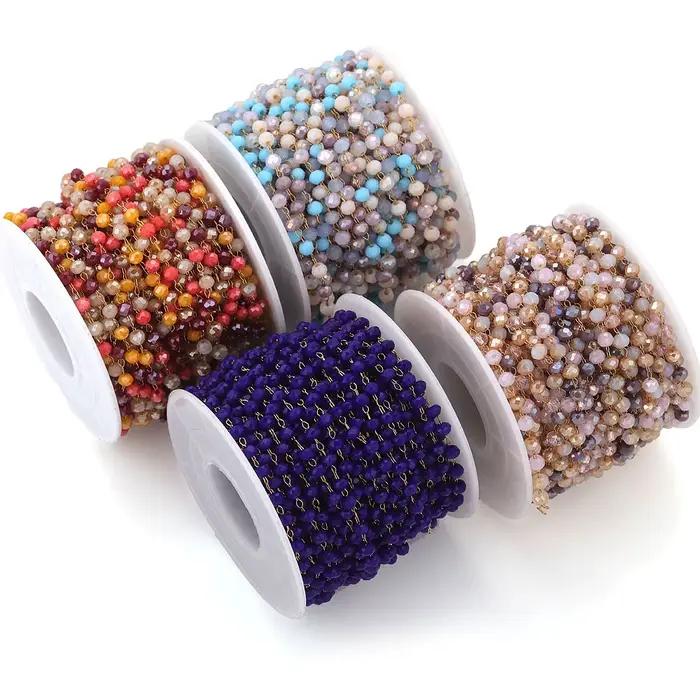 Chaîne en acier inoxydable, pierre de cristal ne se décolore pas, chaînes de perles pour collier, Bracelet, chaîne de pull, fabrication de bijoux, bricolage, vente en gros, 1m