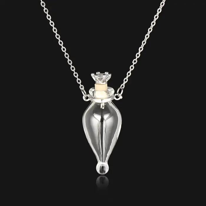 Collier avec pendentif en forme de flacon de glaçage ouvrable, goutte d'eau, cœur, chaîne en acier, souvenir, bijoux cadeau, Mini bouteilles de parfum, bijoux