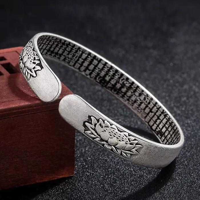 Bracelet rond en argent sterling 925, bracelet tendance simple et large pour femmes, bijoux cadeau