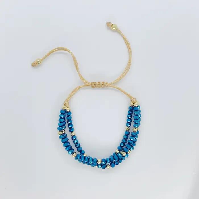 KKBEAD Bracelet empilable multicouche pour femmes perles de cristal bijoux cadeau de mariage demoiselle d'honneur réglable Pulseras
