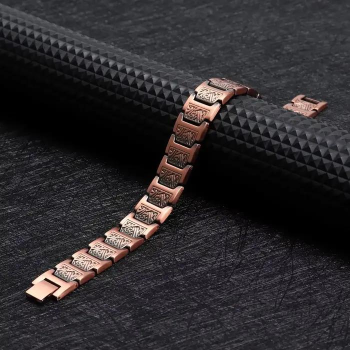 ARADOO Bracelet en cuivre pour hommes, 100% cuivre pur, bracelet à maillons magnétiques, bijoux, cadeau avec outil de réglage de la taille