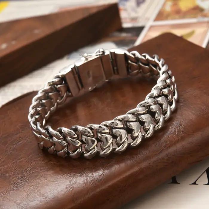 Nouveau bracelet d'amour brillant, simple et tendance, large de 16 mm, version large et imposante, polyvalent, style industriel lourd