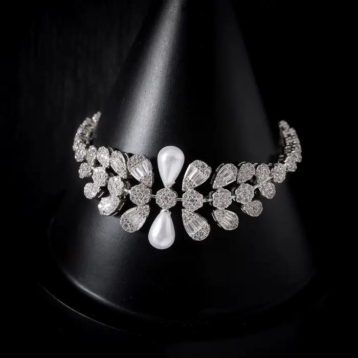 Parures de colliers pour femmes IN JEWELIFE 250402, zircon cubique, ensemble de bijoux de mariée en perles, accessoire de fête et de fiançailles, style Dubaï et Arabie Saoudite