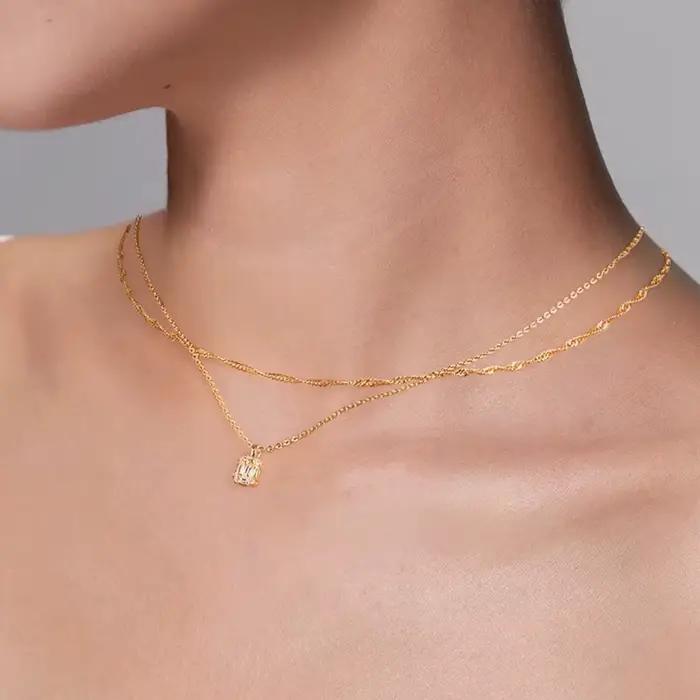 Collier en or avec pendentif en diamant pour femmes, colliers ras du cou délicats plaqués or 18 carats, bijoux simples en or, cadeaux pour femmes et filles