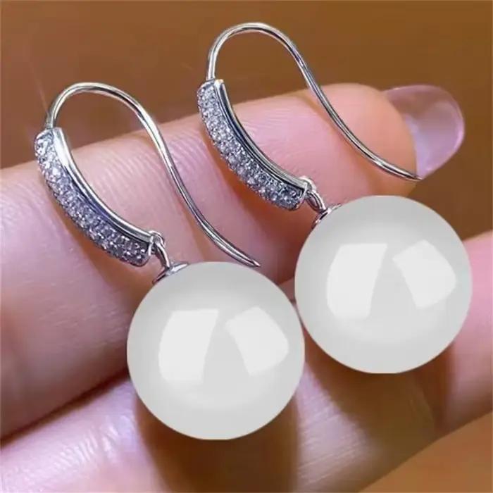 SOMILIA rétro palais vert Hotan Jade boucles d'oreilles pour femmes 12mm pierre naturelle 18k or 925 pur argent bijoux pour femmes C82281