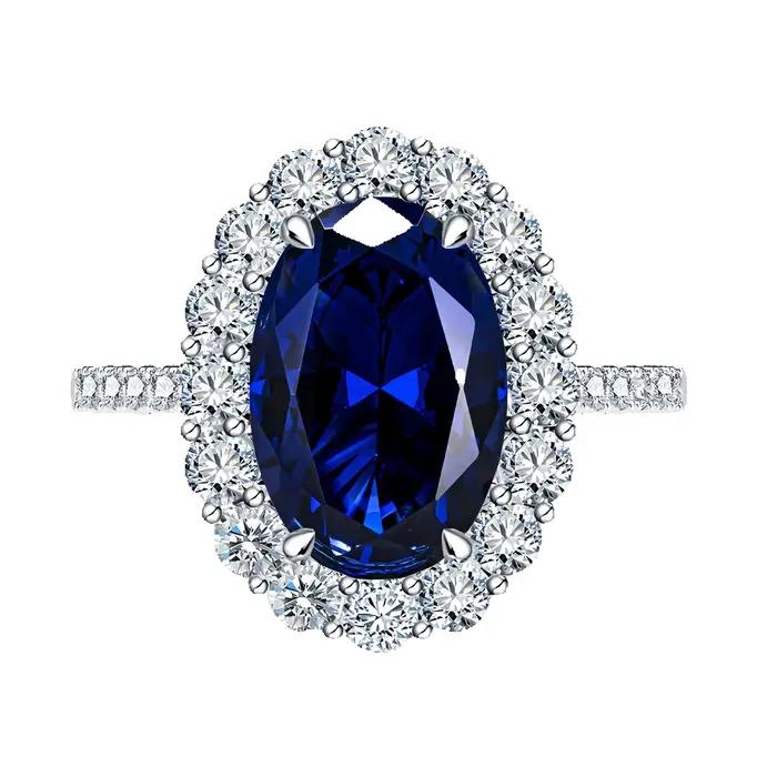 MUSHAN – bague de luxe en argent Sterling 925 pour femmes, 4.4 carats, 8x12mm, pierres précieuses ovales bleues, bagues en saphir, bijoux fins