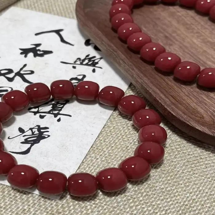 Bracelet Bodhi rouge Bracelet racine Bodhi Yoga cerise Bracelet Bodhi méditation pleine conscience poche Mala perles femme poche
