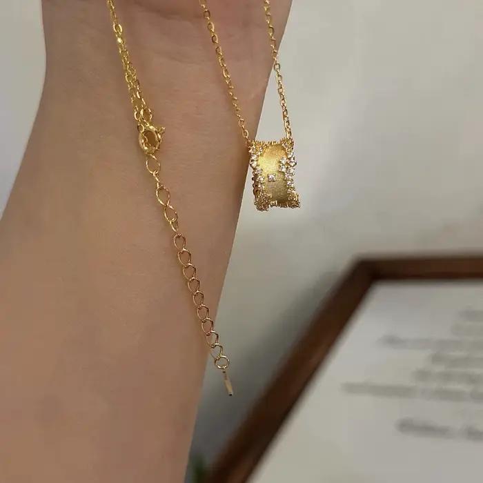 Collier en diamant à pointe brossée brillante, style palais rétro, ciel étoilé, breloques, chaîne classique, bijoux cadeaux pour fête, banquet