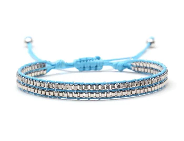 Bracelet en Verre Tissé à Deux Couches pour Homme et Femme, Bijou Ajustable avec Nministériels d Vert, Noir, Bleu, Beige, Style Japonais Boho, Ata Yuki