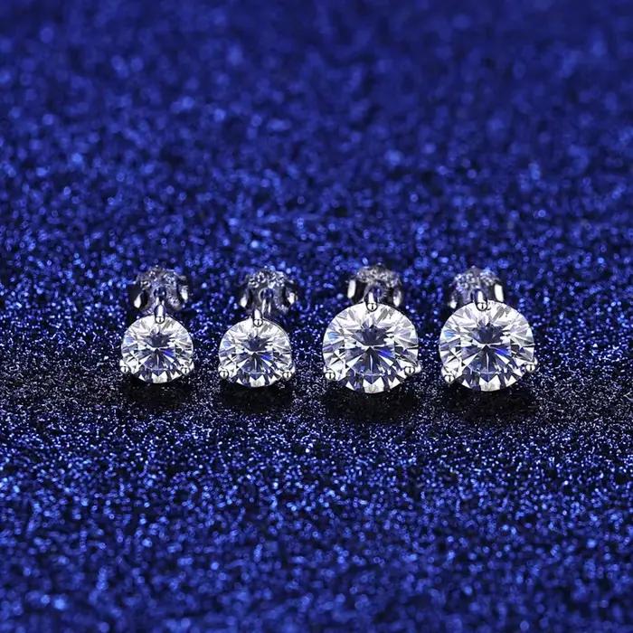 Gica Gema-Boucles d'oreilles à tige en diamant Moissanite pour femme, argent regardé S925, haute qualité, Rotterdam, bijoux de mariage étincelants, 0.5-1ct