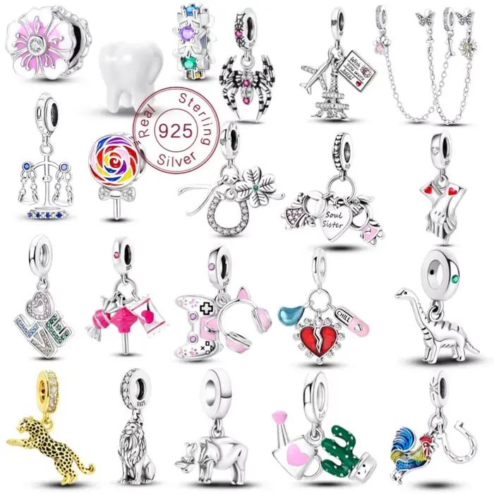 Pendentif en argent sterling 925, perle, bracelet, bijoux, pendentif voyage à Paris