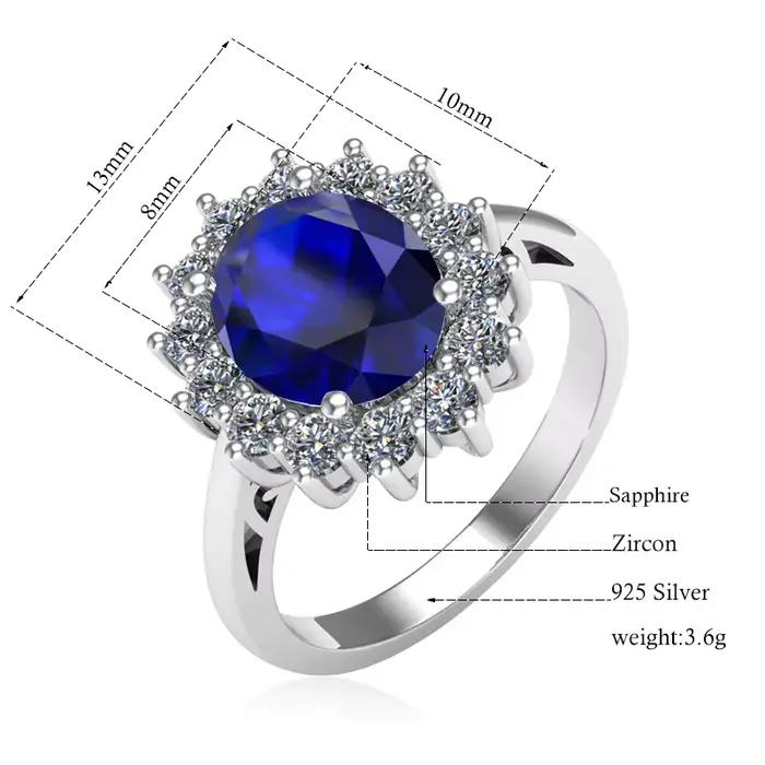 Szjinao – bague saphir pour femmes, en argent Sterling 925, bijoux de fiançailles de la princesse Kate, 3,3ct, accessoires pour costumes de fête