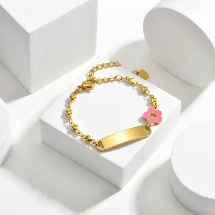 Bracelet personnalisé avec le nom du bébé, plaqué or 18 carats, bracelets d'identification personnalisés pour filles et garçons, bracelet avec texte personnalisé, cadeau pour nouveau-né