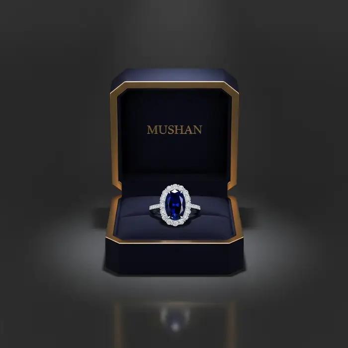MUSHAN – bague de luxe en argent Sterling 925 pour femmes, 4.4 carats, 8x12mm, pierres précieuses ovales bleues, bagues en saphir, bijoux fins