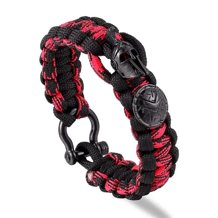 Bracelet de survie en fer à cheval style guerrier spartiate casque viking paracorde design créatif pour homme occasions spéciales et aventures