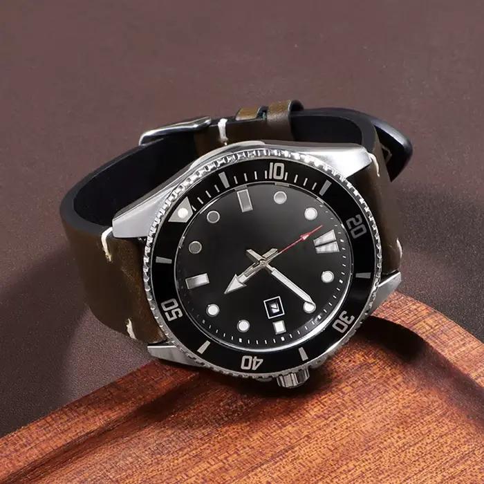 Bracelet de montre rétro en cuir véritable, cire d'huile, bracelet en cuir de veau à dégagement rapide pour Seiko pour Rolex 18mm 19mm 20mm 21mm 22mm 24mm