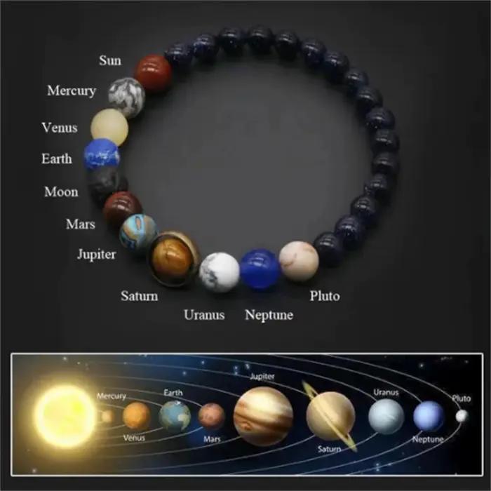 Bracelet système solaire cosmique, huit planètes, Couple, ami, ciel, bijoux, accessoires faits à la main, cadeaux, offre spéciale