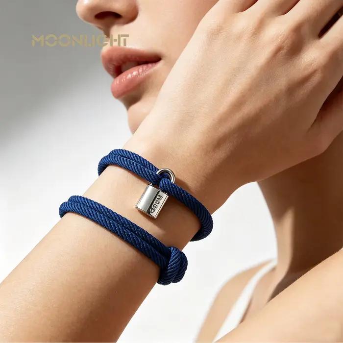 Bracelet en acier inoxydable classique MOONLIGHT pour femmes, de haute qualité, réglable, en corde tressée, 8 couleurs, bijoux tendance, cadeaux