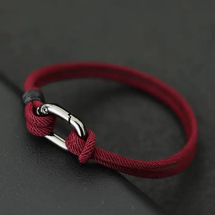 Noter Bracelet à fil fin pour hommes fait à la main tressé chaîne charme Braslet en plein air survie Bracelet élégant noeud nautique Pulsera