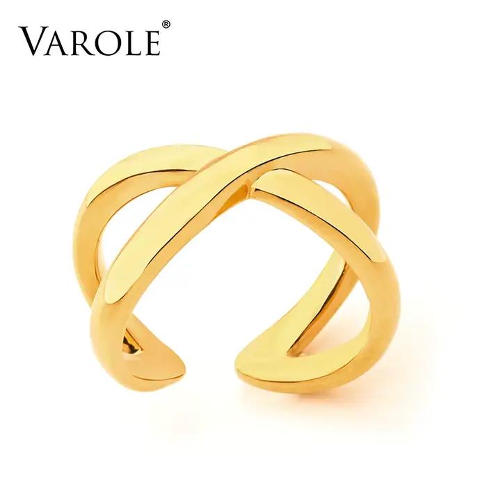 VAROLE-Bague en forme de croix en or pour femme, bijou simple, accessoire de fête, à la mode