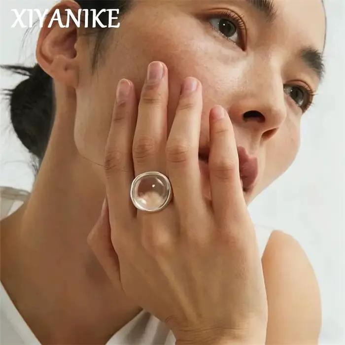 XIYANIKE – bagues réglables en cristal transparent élégantes pour femmes et filles, nouveaux bijoux à la mode, cadeau de fête, vente en gros